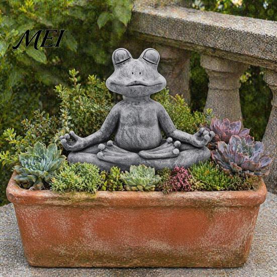 Decorative Sculpture for Outdoor Spaces Meditation Animal Figurine Ornament, Resin Zen Statue, Stress Relief Sitting Cute Garden Landscaping