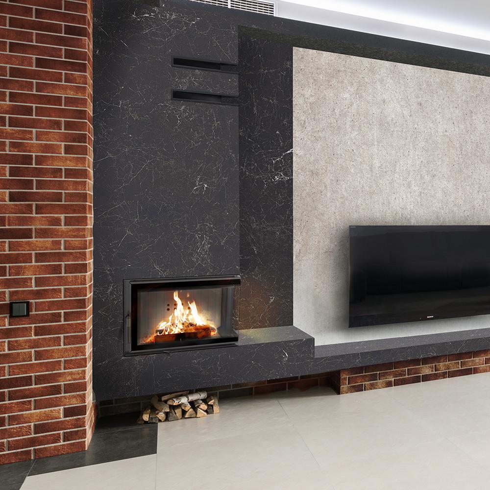 KRATKI MBM Right 10kW Corner Air Fireplace Insert with Heat Recovery SET