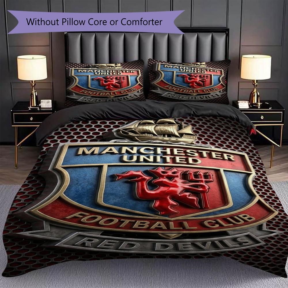 Manchester Legacy Bedding (1 * duvet cover + 2 * pillowcase, without core) 2D Flat Soft and comfortable Christmas birthday gift