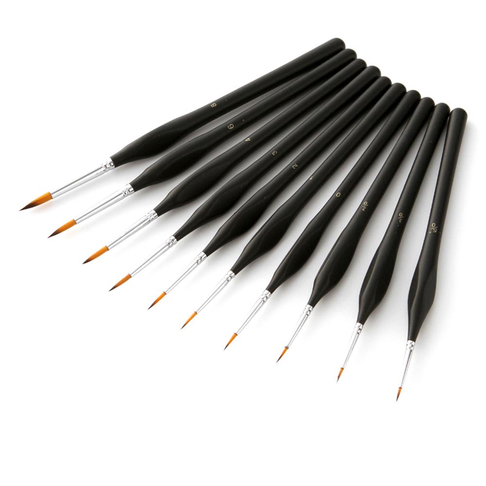 Набор кистей для рисования деталей, 10 шт., профессиональные миниатюрные художественные кисти для рисования, нейлоновые волосы