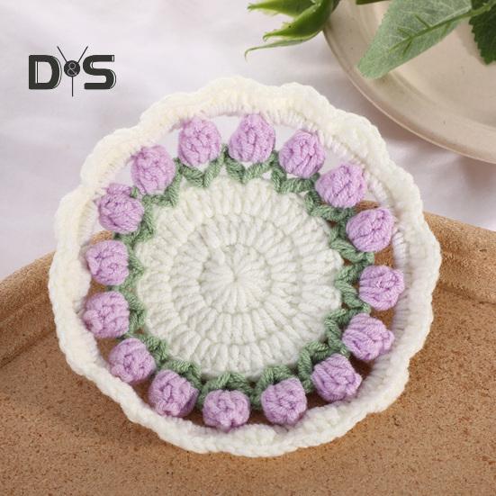 Подставка под стакан в виде тюльпана, связанная крючком. Подставки для чашек с цветами ручной работы для кофе и чая. Многоцелевой декор для домашнего бара и креативный подарок на новоселье, дни рождения.