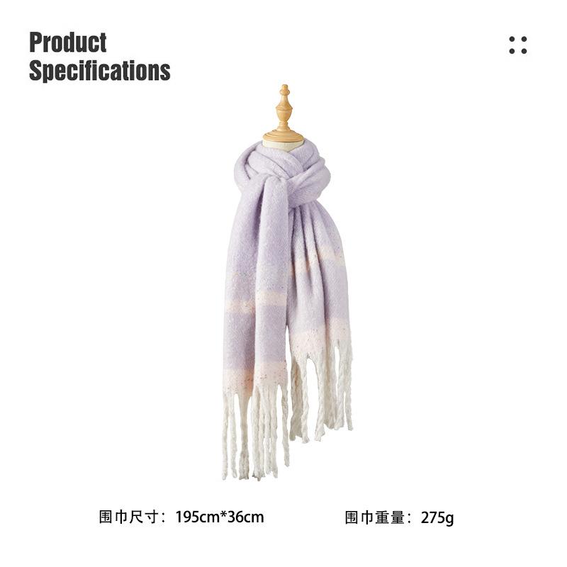 11 new autumn and winter warm scarf female mohair lengthened and thickened scarf atmosphere high-end shawl wholesale