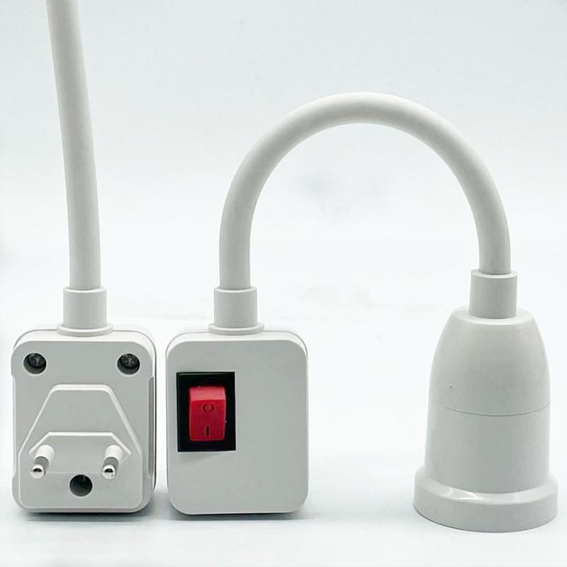 Гибкая изогнутая мобильная испытательная лампа, розетка, адаптер освещения, вилка-переключатель с цоколем из нержавеющей стали E27