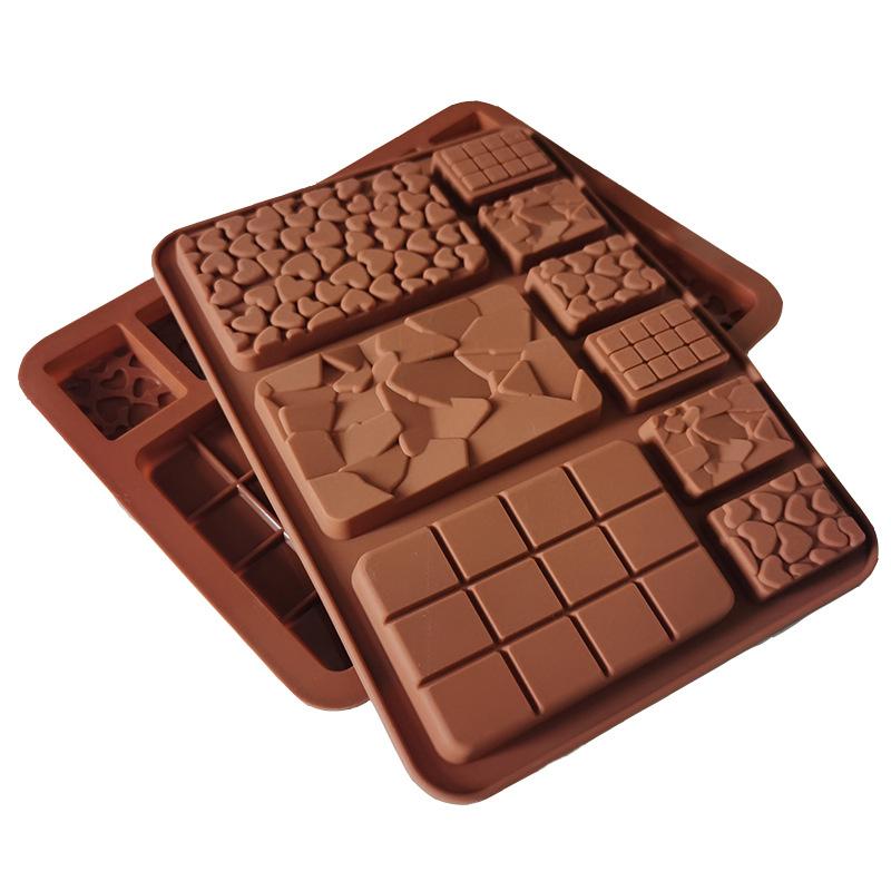 Формы для шоколада Прямоугольная форма для шоколадных плиток Форма для конфет Десерт Вафли Сердце для шоколада Силиконовая форма для выпечки Форма для расплавления воска