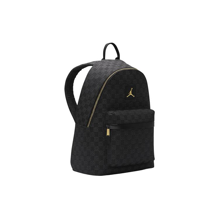 New Jordan Gold Logo Monogram Backpack Black FJ6784-010