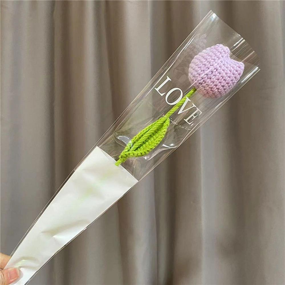 Cotton Knitting Flower Tulips Hand-Knitted Simulation Flower Fashion Flower Bouquet Home