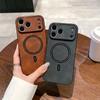 Роскошный Матовый Кожаный Чехол С Магнитами MagSafe Для Беспроводной Зарядки Для iPhone 17 16 15 14 13 11 12 11 Pro Max Plus Ударопрочный Чехол