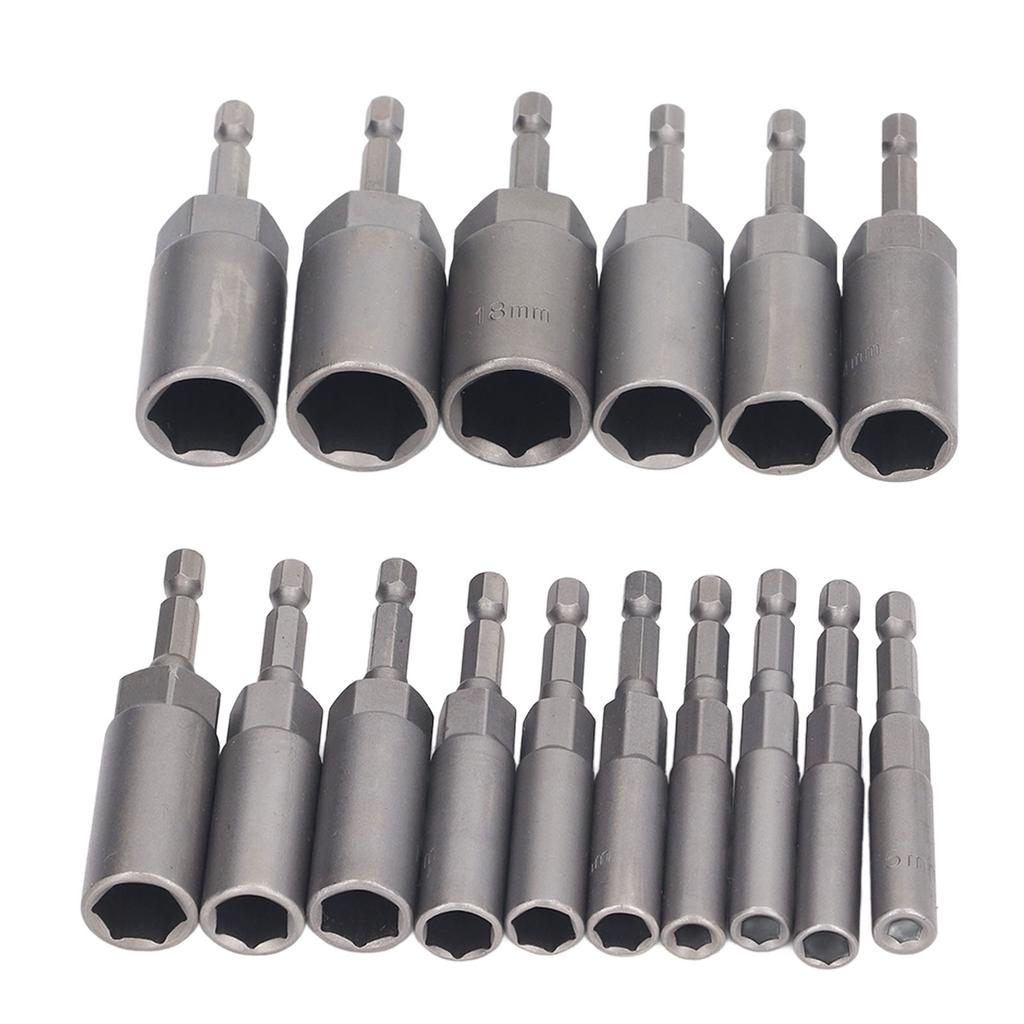 16PCS Socket Adapter Assortment Hex Shank Deep Socket Set for Impact Wrench Driver Electric Drill