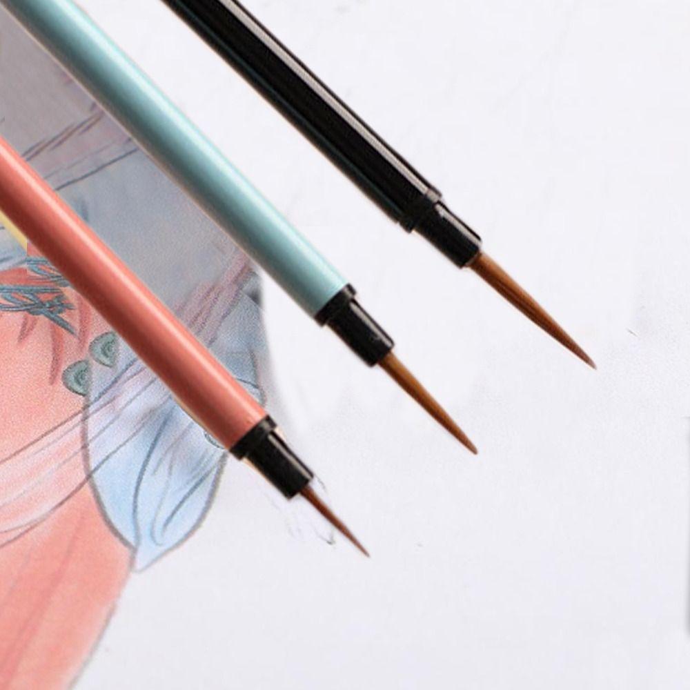 3pcs Slim Detail Paint Brush Pointed Tip Drawing Brush Hook Line Brush  Calligraphy