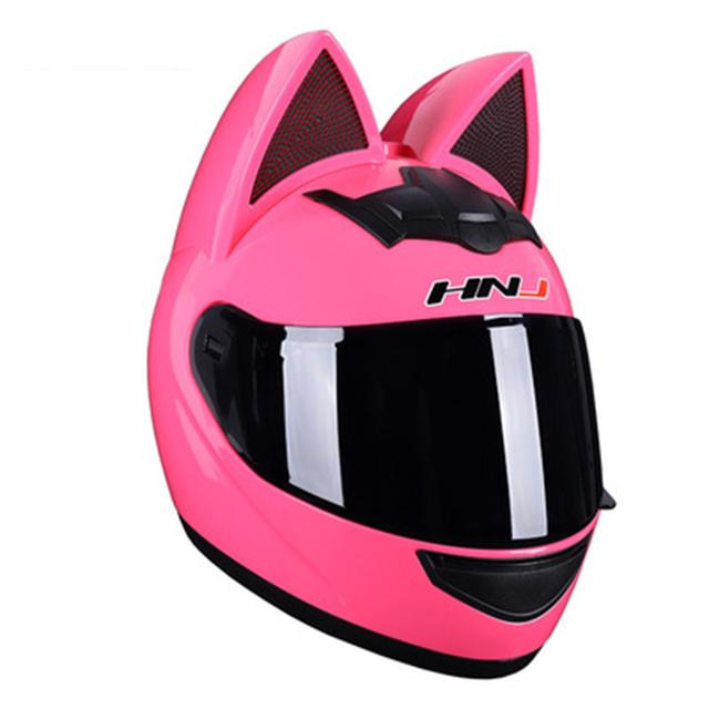 Capacete Casque Moto Motorcycle Full Face Helmet Women Moto Ear Helmets Personality Motorbike Helmet Cat Ear Helmet Motocross