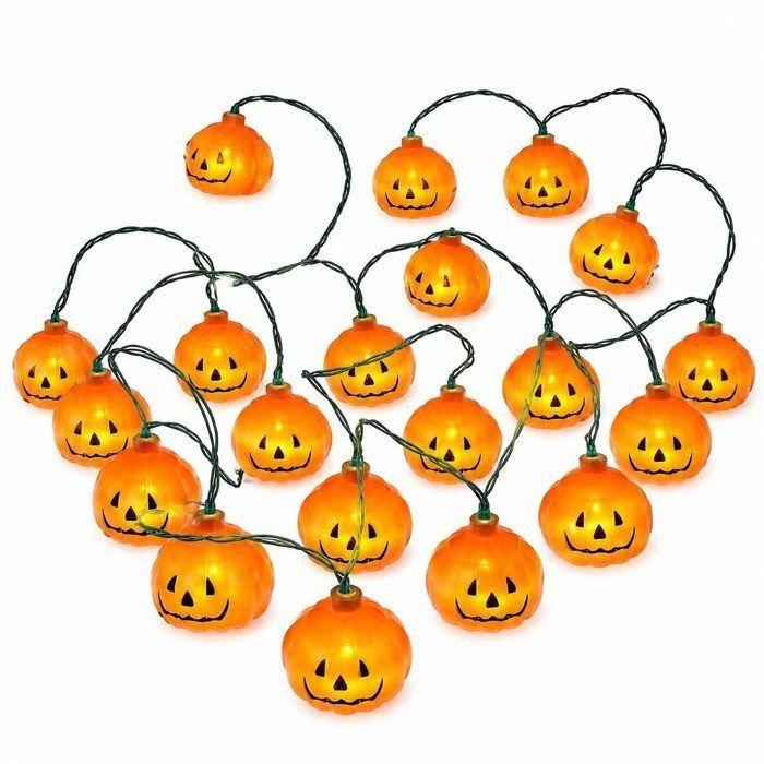 Guirlande lumineuse LED - AIMOONSA - Guirlande citrouille Halloween - Alimentation piles/USB - Télécommande - Multicolore