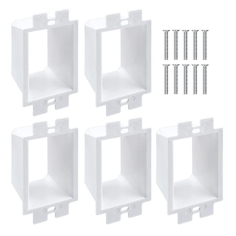 Aug. 5PCS BE1-2 Electrical Outlet Box Extenders With 10PCS Screws, 1-Gang Box Extender Outlet Box Extender Electrical Box Extend