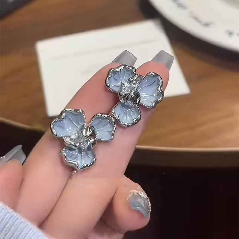 Роскошные серьги-цветы с капающим маслом, корейские серьги-гвоздики со стразами и кристаллами для девушек и женщин, модные украшения, аксессуары для вечеринок