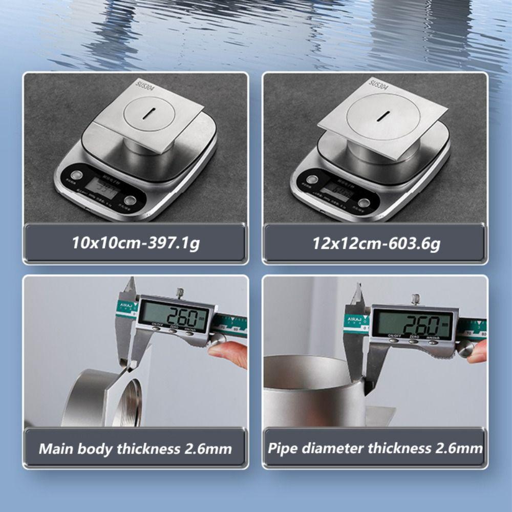 Heavy Duty Square Floor Clean Out 304 Stainless Steel 75/110 Plug Drainage Port with Cleaning Port Shower Floor Drain Bathroom