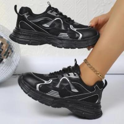 Женская обувь 2024 года, горячая распродажа, женская обувь на шнуровке, вулканизированная обувь, женские кроссовки на платформе с круглым носком, сетчатая женская повседневная обувь