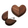 Черная ореховая деревянная шкатулка для колец Love, шкатулка для помолвочных колец, шкатулка для украшений из цельного дерева, гравированная ручная работа
