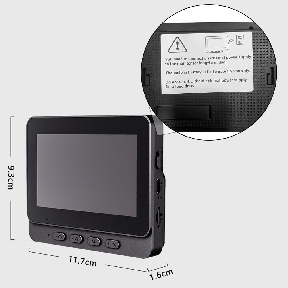 4,3-дюймовый IPS-экран, 2,4G, беспроводной визуальный дверной звонок с внутренней связью с экраном, беспроводное соединение BT