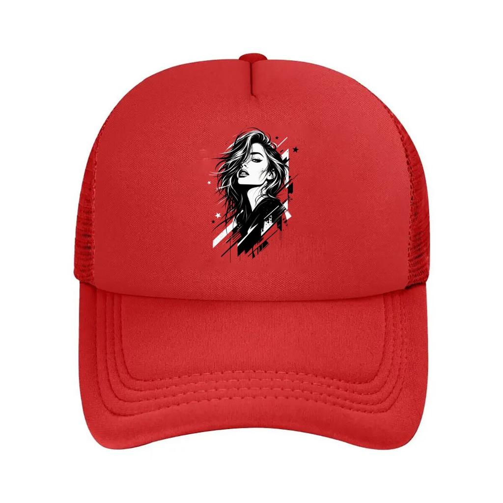Monochrome Windblown Rebel Glam Port Mesh Baseball Cap Polyester Forward Observations Hat Adjustable Golf Hat Summer