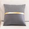 Square Pillow Case Houndstooth Solid Color Golden Strap Splicing Thickened Sofa Bed Decoration Pillow Cushion Cover for Indoor