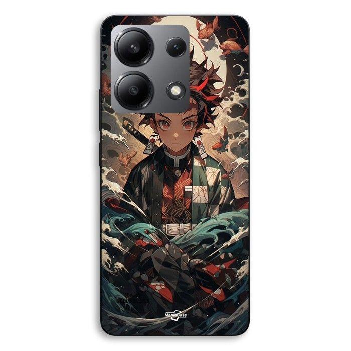 Coque de téléphone - MANIACASE - Xiaomi Redmi Note 13 4G - Silicone TPU - Motif Tanjiro (Demon Slayer) - Noir