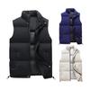 Мужской хлопковый жилет с воротником-стойкой, без рукавов, теплый эластичный подол, ветрозащитный жилет, однотонный, на молнии, с пуговицами, планкой, утолщенный жилет, пальто с карманами