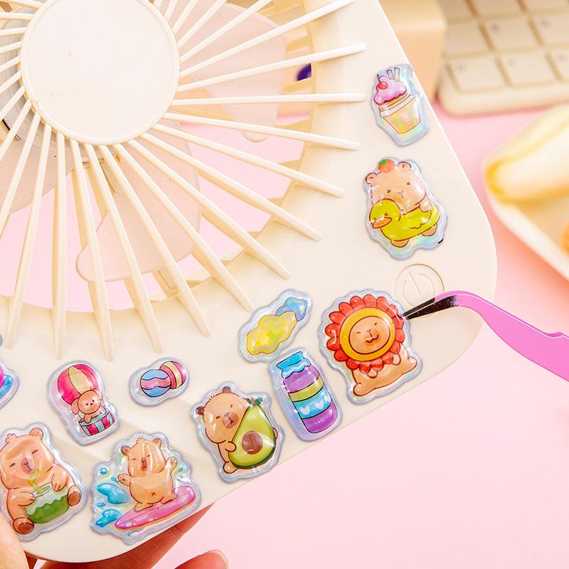 3D Кристаллическая наклейка с лазерной тиснёной капибарой для детского DIY-декора