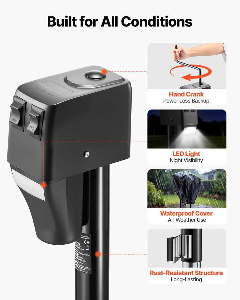 Electric Trailer Jack, 2268 kg Capacity, Electric Power Tongue Jack with Waterproof Protective Cover & LED Light for Travel Trailer, Camper, RV,