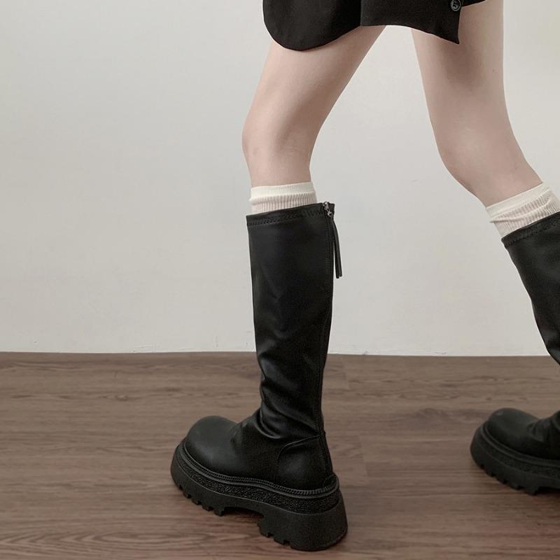Chunky Women Knee High Boots Fashion Back Zippers Knight Long Boots Platform High Heels Autumn Winter Retro Autumn Ladies Shoes
