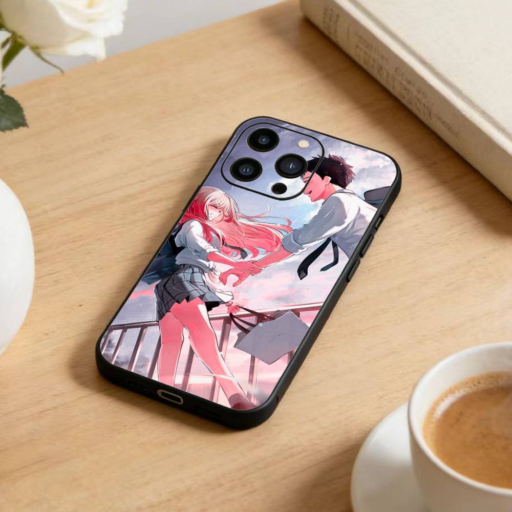 R-Darling Марин Китагава Яркий Серебристый Чехол для Телефона Для iPhone17,16,15,14,13,12 Plus,Max Мягкий Силиконовый Черный Чехол
