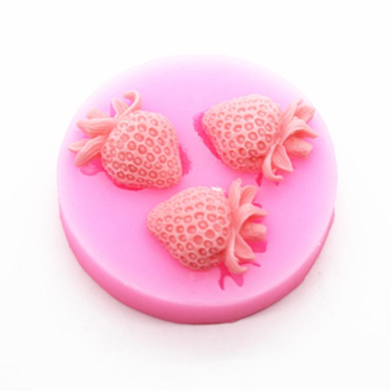 Силиконовая форма для фруктов и клубники с тремя отверстиями Инструменты для сахарных изделий Формы для помадки Фруктовые шоколадные формы для тортов Инструменты для украшения