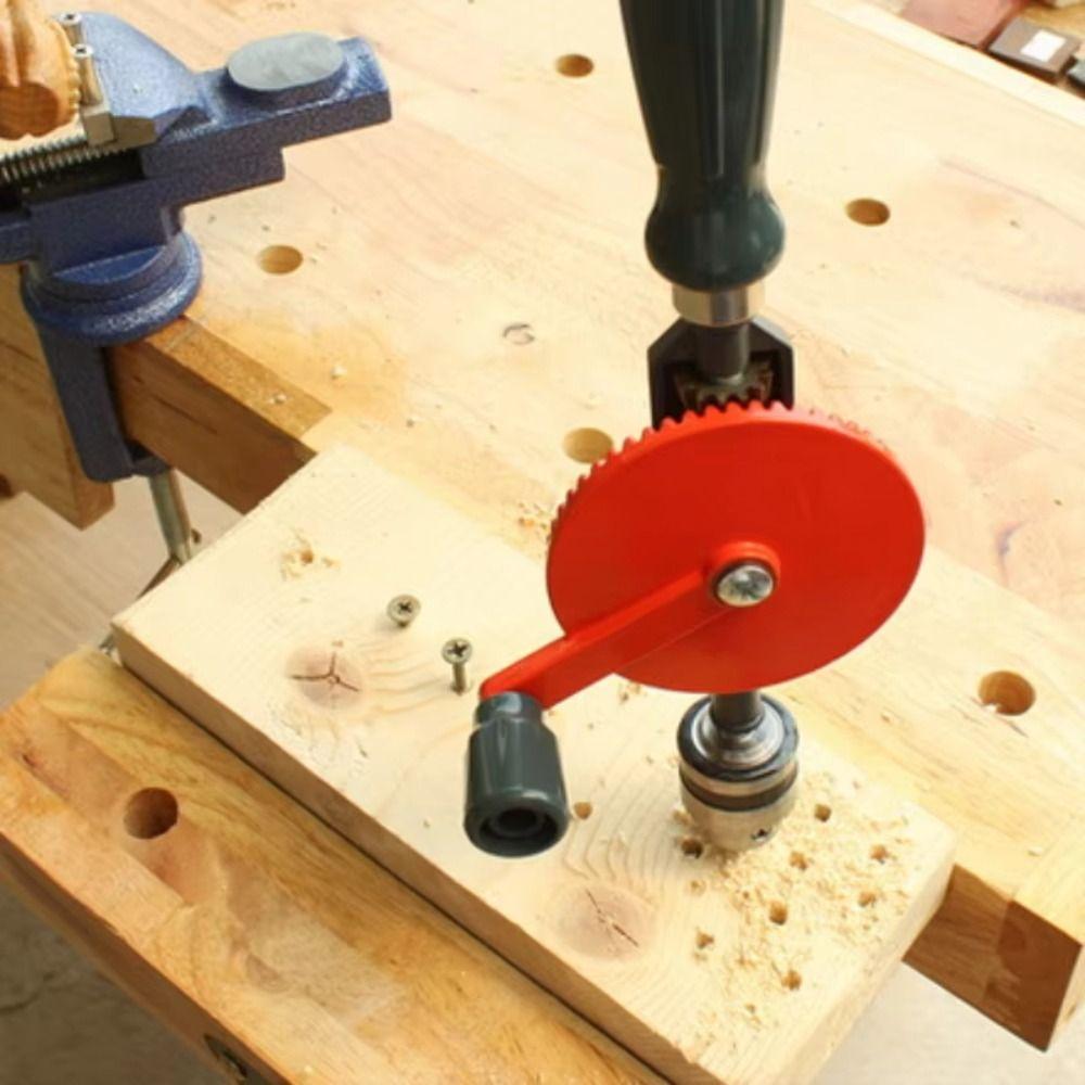 Double Pinions Hand Drill 1/4 Inch Clamping Range Hand Crank Drill 3/8 Inch Portable Design Manual Drill Wood Drilling