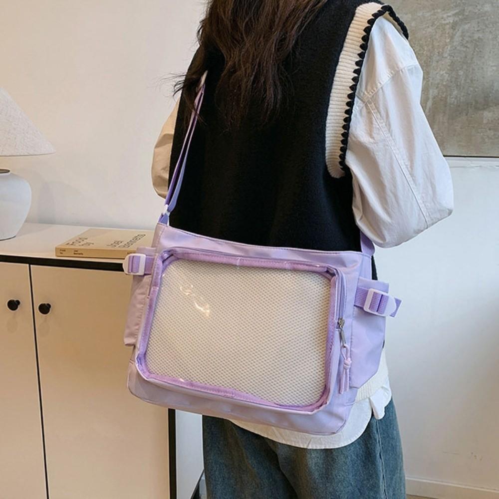 Clear Badge Display Shoulder Bag PVC Crossbody Bag Casual Transparent Pocket Itabag JK