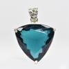 Teal Sapphire 80.1 Ct CERTIFIED Trillion 925 Sterling Silver Gemstone Pendant MY-PD-116-NS