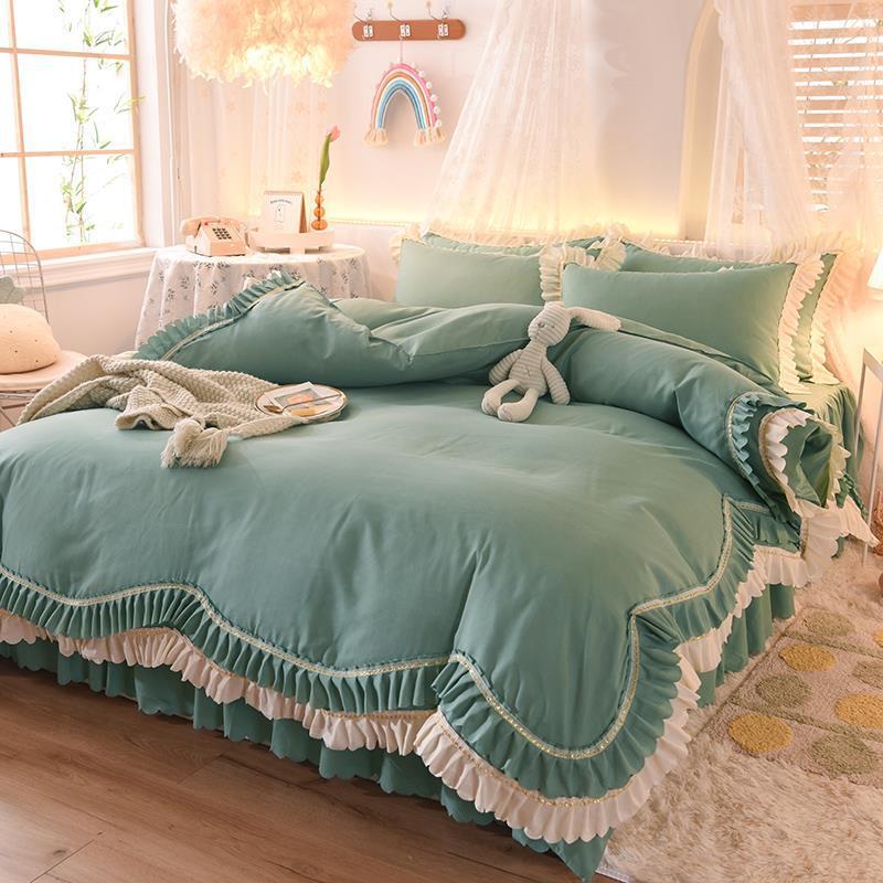 Кружевной постельный подзор из четырех частей, европейская атмосфера, простое одеяло, покрывало, простыня, постельное белье