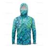 Mens Quick-Dry Ice Silk Long Sleeve Fishing Shirt With Hood Integrated Face Cover UV Protection Outdoor Sunproof Apparel