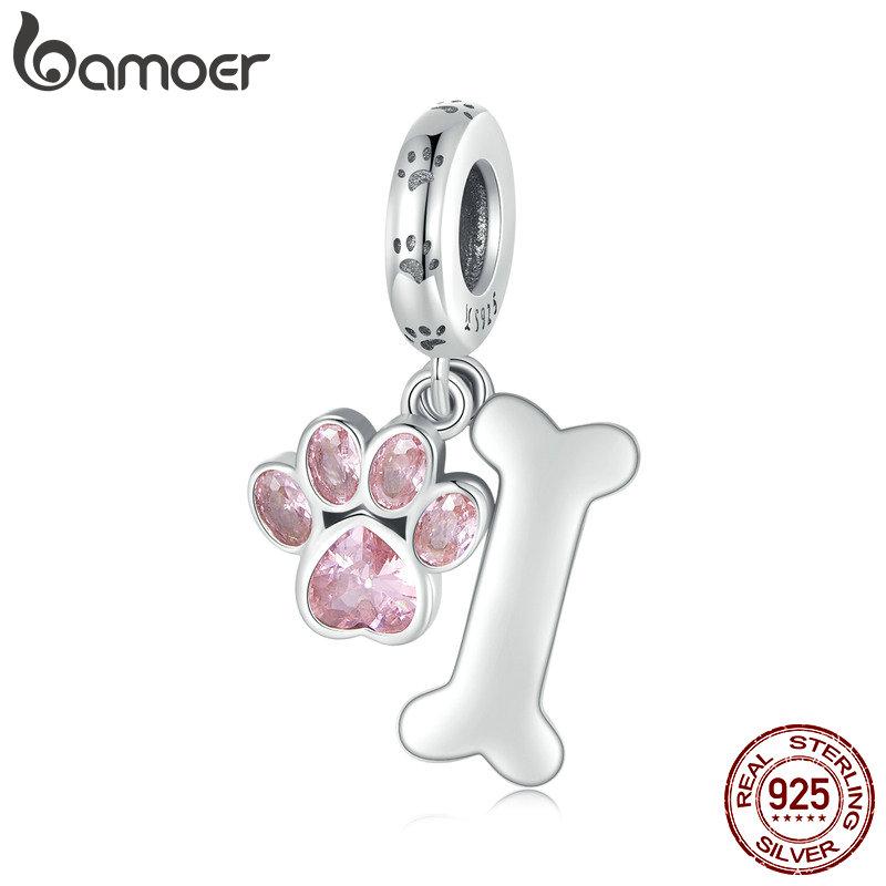 BAMOER позолоченные бусины-подвески в виде собаки для браслета с подвесками, подлинное серебро 925 пробы, подвеска в виде бордер-колли, таксы, шнауцера