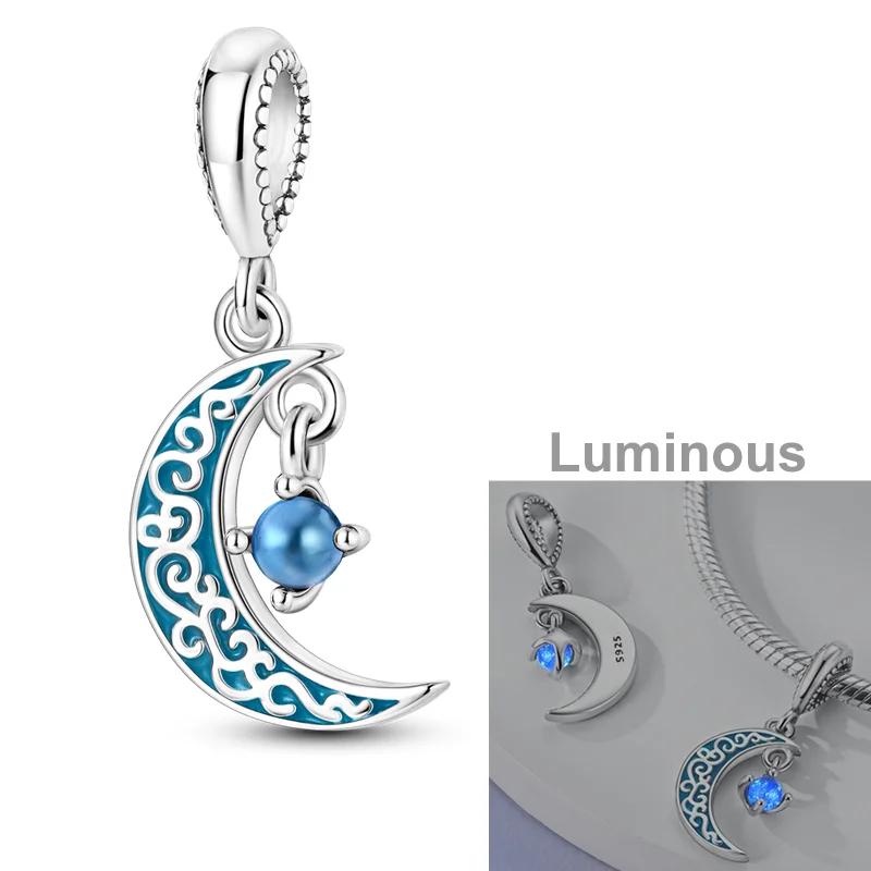 Fit Original Bracelet Copper Moon Series Charms Beads Inlaid Zirconium Luna Cat Dangle Pendants Diy Jewelry