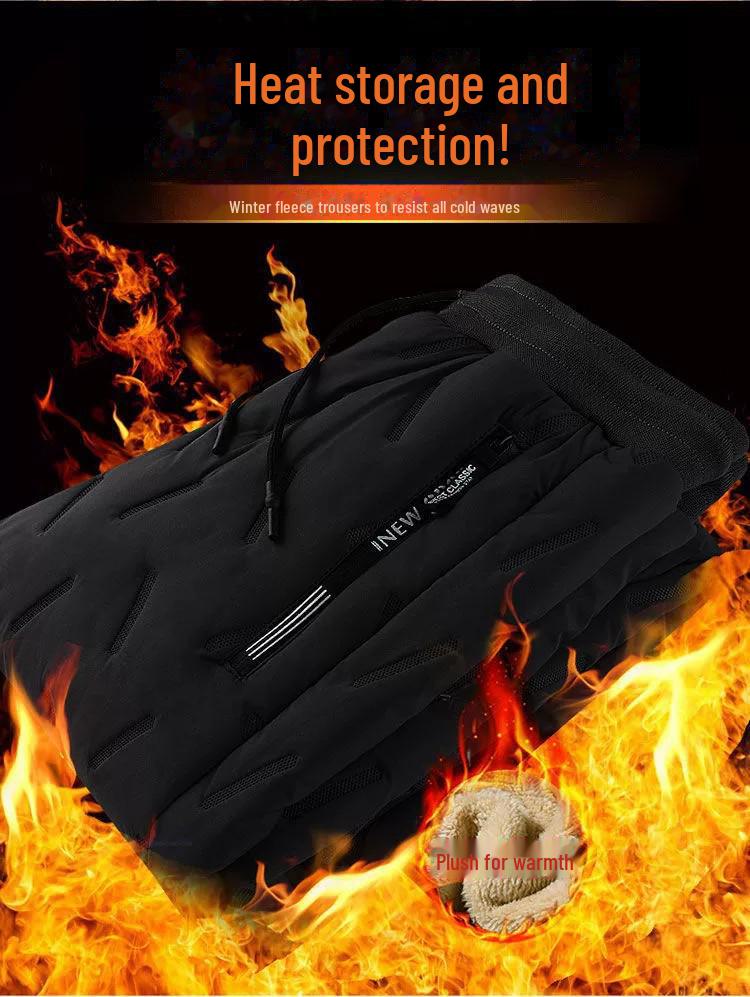 Мужские теплые повседневные брюки из овчины с подкладкой из бархата для пожилых людей - спортивная одежда, защищающая от холода, большой размер.