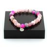 Stones and Minerals. Pink Opal Pearl Bracelet + Pink Ribbon Agate + Veined Agate Made In France.