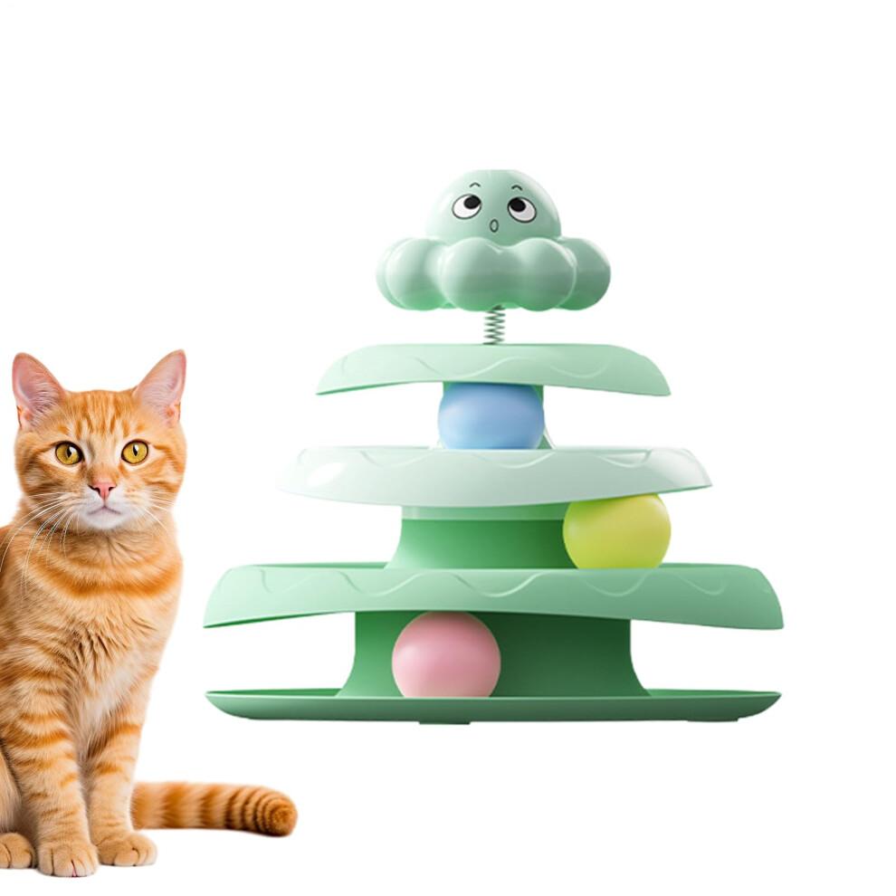 Cat Toy Ball Track Three Layer Anti Slip Scratcher Moving Puzzle Games Interactive Enrichment Indoor Outdoor