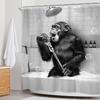 Funny Monkey Shower Curtain 60Wx72H Inch Black White Animal Chimpanzee Singing In Bathtub Men Kids Boy Shower Curtain Bathroom S