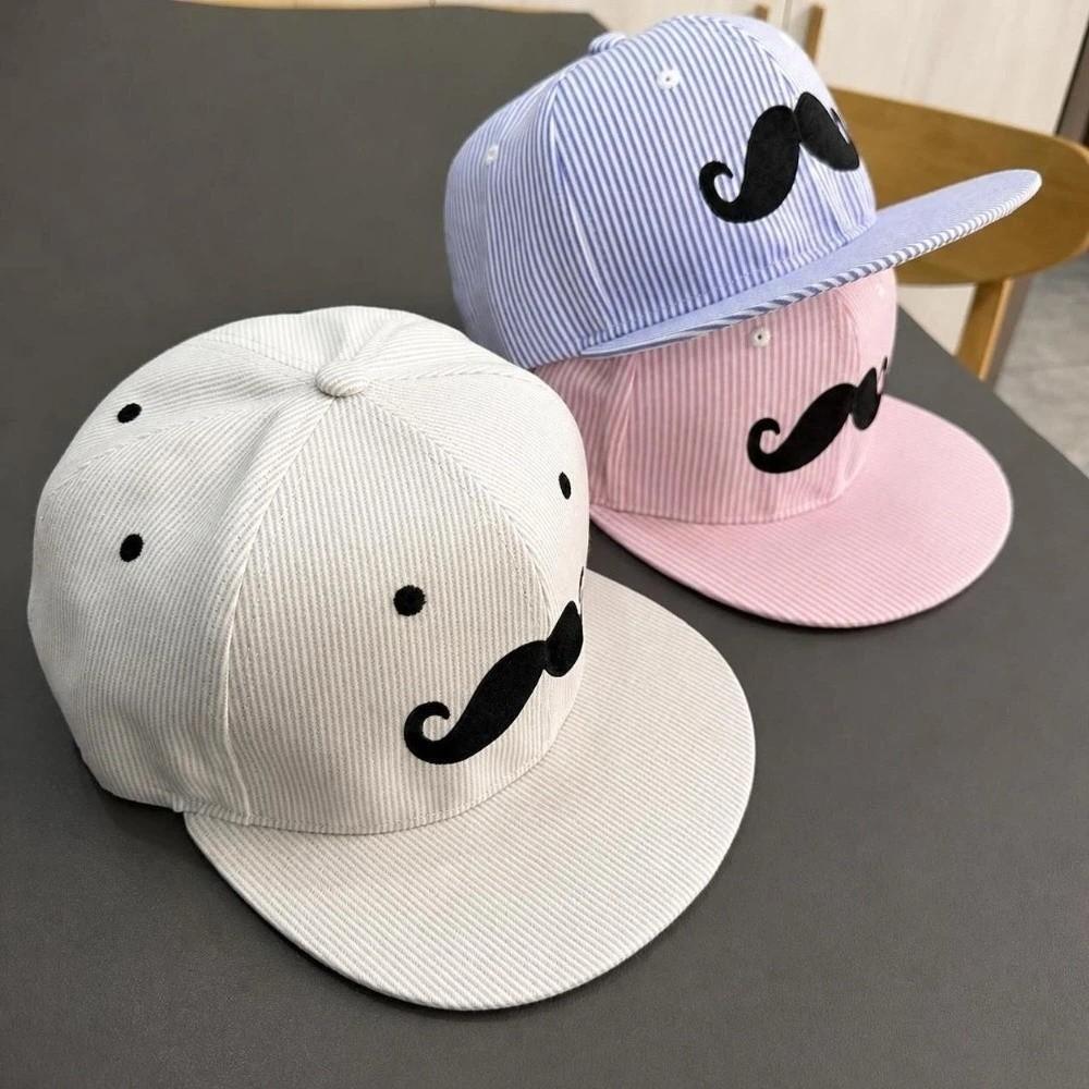 Striped Mustache Snapback Cap Flat Brim Trucker Hat Stylish Baseball Hat Unisex