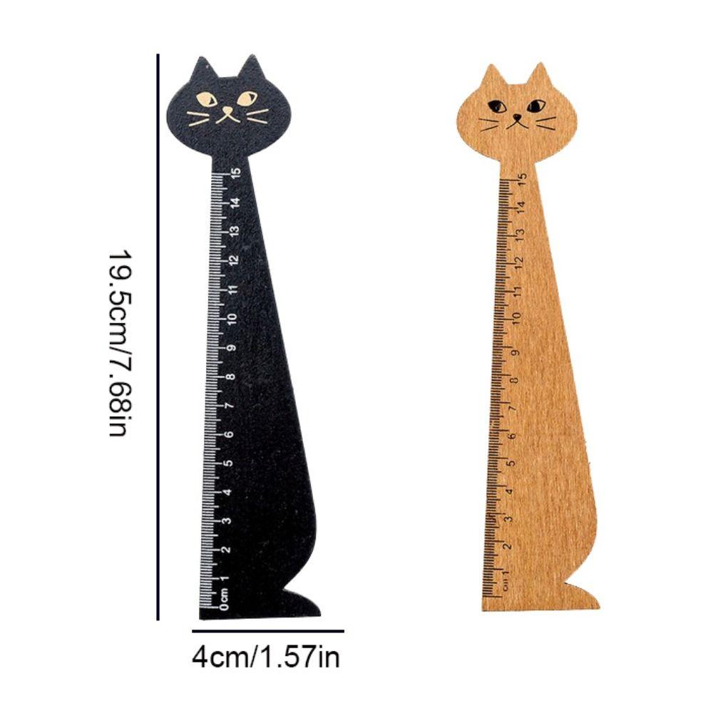 1PC Wooden Cute Cartoon Cat Household Straight Ruler Student Tools Sewing Ruler Drawing Ruler