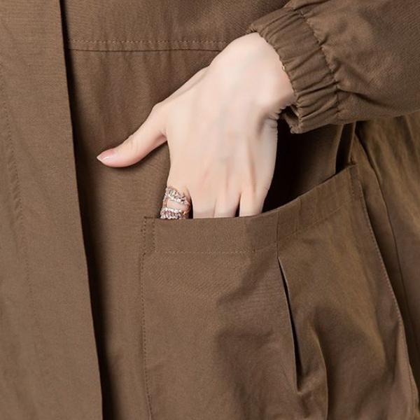 Подкладка Ветровка, Женская Средней Длины Свободного Кроя Корейская Мода 4XL Осень Весна Плащ, Женская Куртка с Капюшоном