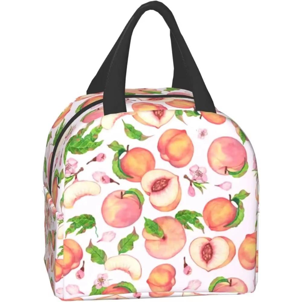 Peach Bright Orange Watercolor Cute Insulated Lunch Box Cooler Tote for Adults Work Office School Picnic Beach Reusable Lunchbox