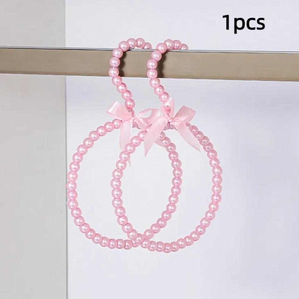 Imitation Pearl Beaded Bow Clothes Hanger Round Shape Scarf Ring Hanger Dress Hanger Home