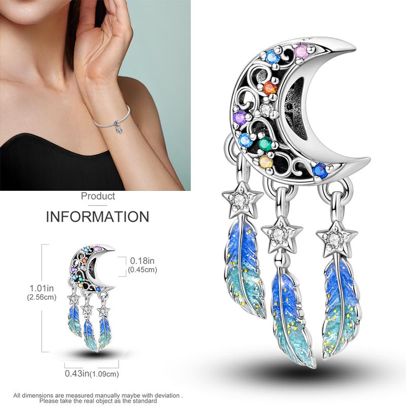 Шарм-бусина из стерлингового серебра «Звездное небо» Луна Солнце Земля Вселенная Шарм Подходит для браслета-браслета Ожерелья DIY Украшения