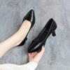 Women Fashion  Spring Singles Shoes 2025 New Mother's Office High Heels Dress Soft PU Leather Soled Simple Elegant Black