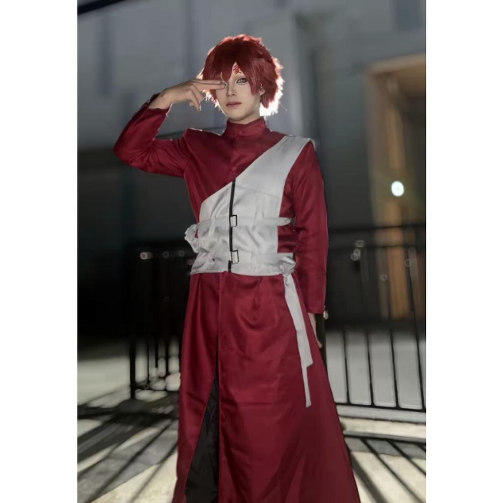 Gaara Cosplay Costume Sand Waterfall Fifth Kazekage Red Hair Shinobi Ninja Tatoo Sticker Set Wig Halloween Xmas