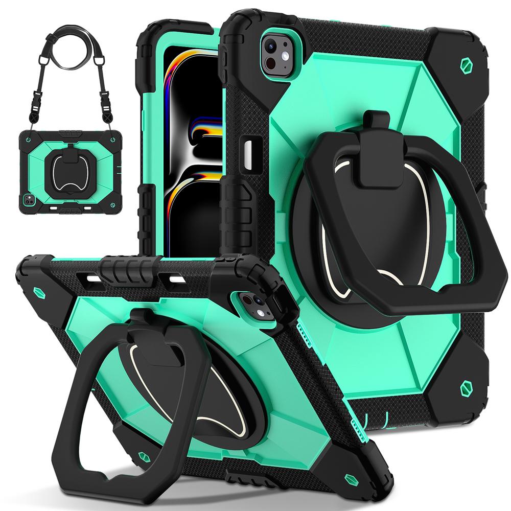 Portable Kids Tablet Cases for IPad Air13/Pro13 Pro Air 13 2026/2025 M5/M4/M3/M2 Case Cover Rotating Stand PC+Silicone Shell